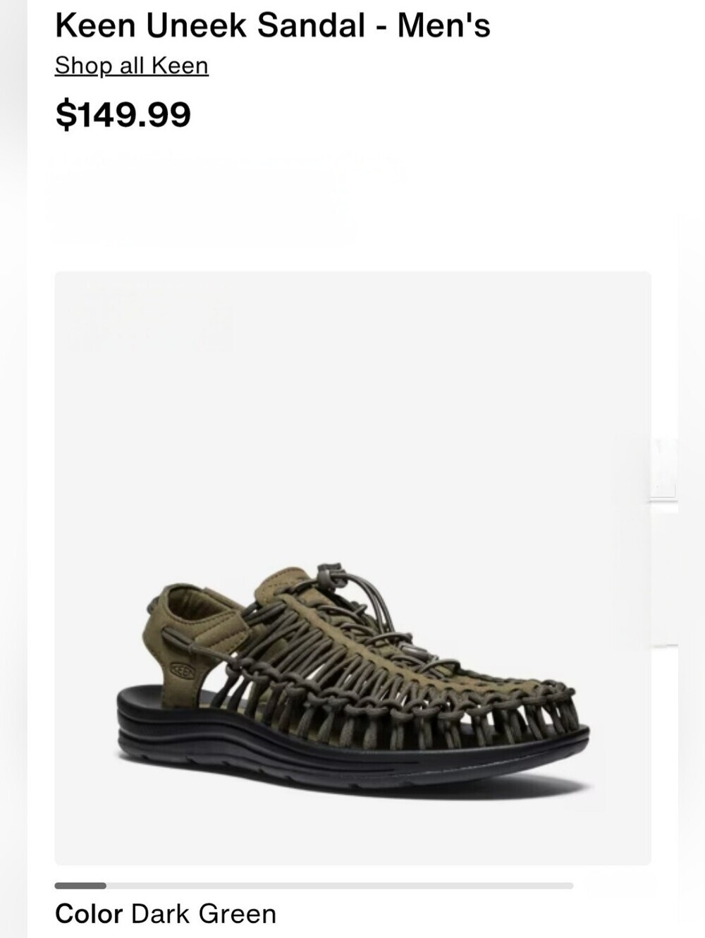 KEEN Men's UNEEK Sandal — Olive Green Camo/Black Sz 9 Summer Beach